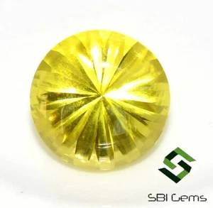 Natural Lemon Quartz Round Cut 15x15 mm 11.24 CTS Bufftop Cabochon Loose Gems - Picture 1 of 9