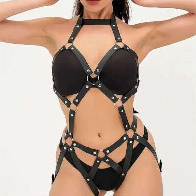 Women Leather Body Harness Straps Bondage Belt Bodysuit Lingerie Costume BDSM - Image 1 of 4