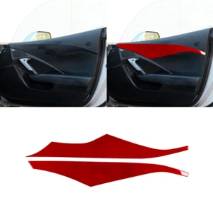Red Real Carbon Fiber Interior Door panel Trim Sticker For Corvette C7 2014-2019 - Picture 1 of 7