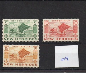 Nuevas Hébridas (09) - 1953 Elizabeth - 3 valores - como nuevo - Sg Cat £4 - Imagen 1 de 1