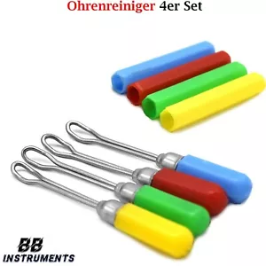 4er Set Ohrenreiniger bunt + Schutzkappe Ohrlöffel Ohren Pflege klein 6 cm HNO - Bild 1 von 3