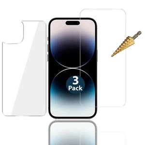 3Pk Tempered Glass Screen Protector for Apple iPhone 14 PRO Front and Soft Back - Picture 1 of 11