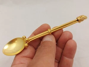 Antique Victorian Memento Mori Skull Solid Silver Gilt Spoon - Picture 1 of 16