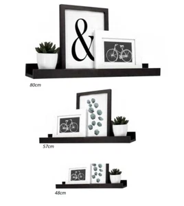 KIT DE ESTANTERÍAS FLOTANTES DE MADERA UNIDAD DE EXHIBICIÓN MONTADA EN PARED HOGAR OFICINA BAÑO - Imagen 1 de 26