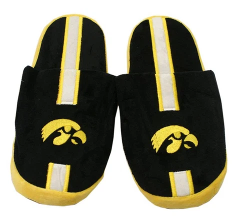 Iowa Hawkeyes Size X-Large Men's Stripe Slippers [NEW] NCAA Slide Shoes House Cover