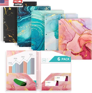 6 Pack Heavyduty Plastic Folders with Pockets, Waterproof 2-Pocket File Folders - Picture 1 of 11