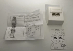 Netzwerkdose LAN Dose Aufputzdose 2x RJ45 CAT 5E, UTP, AP, RAL9010 - Bild 1 von 3