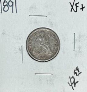 1891 MONEDA DE DIEZ CENTAVOS DE PLATA LIBERTY SENTADA~XF+ ~BONITA MONEDA~ - Imagen 1 de 2