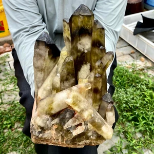 7.14LB Large Natural Smoky tawny Quartz Cluster Crystal raw Specimen Healing - Picture 1 of 11