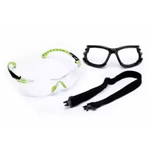 3M Solus 1000 Series Safety Glasses S1201SGAF-KT Clean Lens Green Black Strap - Picture 1 of 4