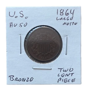 1864 Two Cent Piece Large Motto- AU - Picture 1 of 2