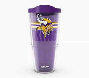 MINNESOTA VIKINGS, 24oz DOUBLE WALL, TUMBLER FROM TERVIS WITH LID INCLUDED - Picture 1 of 4