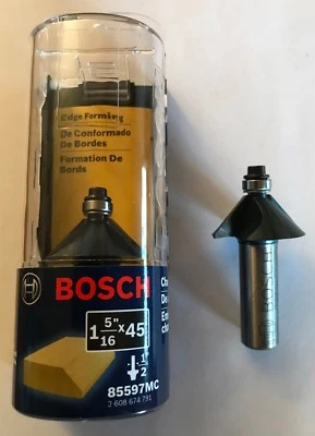 NEW BOSCH 1-5/16" x 45° CHAMFER CARBIDE TIPPED ROUTER BIT 85597MC 1/2" SHANK - Image 1 of 4