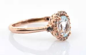 Topaz Halo Ring 14k Rose Gold Size .75 Carats Size 5 - Picture 1 of 4