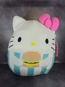 Squishmallows Kelly Spielzeug Hello Kitty mit Hamburger und rosa Schleife 10 Zoll Plüsch Neu mit Etikett - Bild 1 von 6