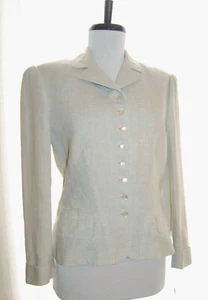 NWT LAUREN RALPH LAUREN 100% linen portrait peplum jacket fitted pale blue 10 - Picture 1 of 8