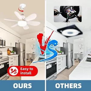 Ventilador Enchufe 30W Luz E27 Tornillo Ventilador de Techo con Luz para Salón Cocina - Imagen 1 de 7