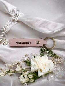Llavero de cuero, rosa, con grabado, personalizado con nombre o texto - Imagen 1 de 2