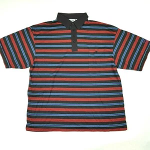 90s Striped Grunge Skater Polo Mens Size 2X Retro Vaporwave Sports Shirt Vintage - Picture 1 of 7