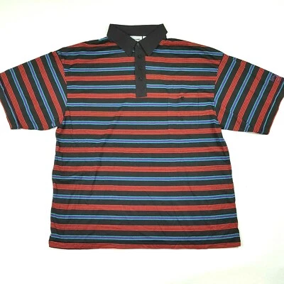 90s Striped Grunge Skater Polo Mens Size 2X Retro Vaporwave Sports Shirt Vintage - Image 1 of 4