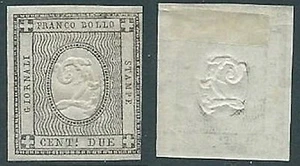 1861 SARDEGNA STAMPATI 2 CENT MH * - A124 - Picture 1 of 1