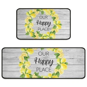 2Pcs Lemon Kitchen Rugs Set of 2 Floor Mats for Cooking Non Slip Waterproof S... - Picture 1 of 7