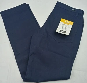Lee Uniforms Mens 5 Pocket Pant Slim Fit Size 30x32 Straight Leg Flat Front Blue - Picture 1 of 11
