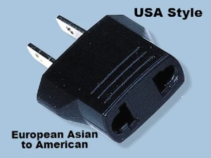 MF7 European to American Plug Adapter Europe EU To US USA Round to Flat Pin - Picture 1 of 1