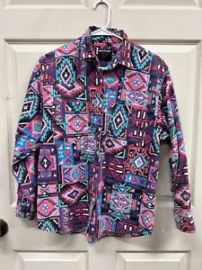 Camisa Azteca Vintage Años 80 Frontier Series Western Manga Larga Botón Mujer M Rosa - Imagen 1 de 5