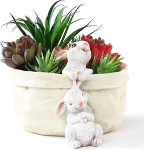 Rabbit Flower Pot Succulent Planter Easter Bunny Decorations with Drainage Hole - Picture 1 of 6