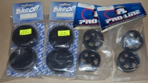 1/10 Proline 21mm Black Swirl Spoke Wheel + Takeoff Slick Tyre Set NEW - Picture 1 of 1