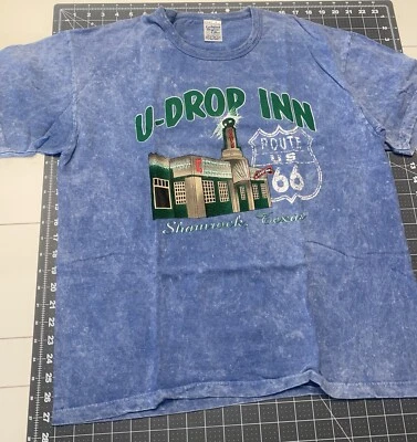 VTG Shirt Men’s Large Route 66 U-Drop Inn Shamrock TX Acid Wash - Imagem 1 de 4