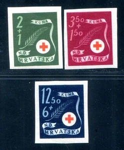 CROATIA 1944 167-169U ** MNH FLAWLESS SET UNPERFORATED LUXURY (H2304 - Picture 1 of 2