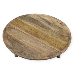 XL Mango Servier Platte mit 3 Füßen - 38 cm - Holz Deko Tablett Kerzen Teller - Bild 1 von 7