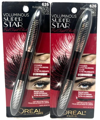 (2) Loreal Voluminous Super Star Mascara Red Sealed 626 - Flash-Reflecting Black - Image 1 of 3
