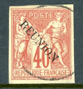France Colonies 1891 Reunion 40¢ Vermillion Scott #14 VFU O499 - Picture 1 of 6