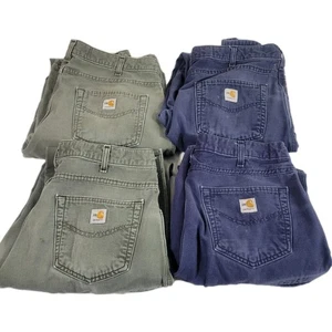 Carhartt Pants Lot 4 Mens 34x32 Navy And Green FR Flame Resistant FRB159 - Picture 1 of 18