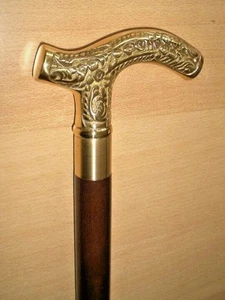 Bastone Da Passeggio Smontabile In Legno Con Manici In Ottone E Comparto Segreto - Foto 1 di 24