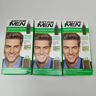 3 Boxes: Just For Men Shampoo in Color H-30 Light Medium Brown (9407) - Image 1 of 4