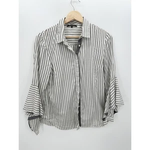 Kobi Halperin Button Down Hemd Damen Small schwarz weiß gestreift Kragen ausgestellt  - Bild 1 von 9