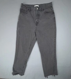 Pac Sun Jeans Womens 30 Black High Rise Straight Denim Cutoff Cropped Raw Hem - Picture 1 of 8