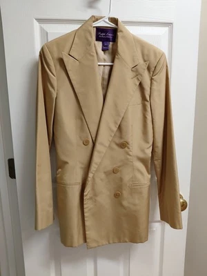 Chaqueta Blazer Ralph Lauren Etiqueta Púrpura Para Mujer Doble Pecho Seda Talla 8 Foto 1 de 4