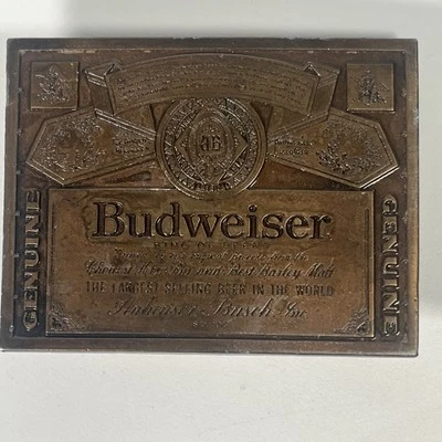 Budweiser VTG Belt Buckle Anheuser-Busch Brass Pewter Heavyweight USA A-168 - Image 1 of 4