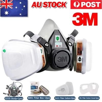 3M 6200 7IN1 Face Dust Gas Mask Respirator Safety Painting Spraying Medium AU - image 1 of 4