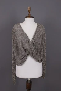 SARAH PACINI Brown Linen Open-Knit Twisted Long Sleeve Pullover Sweater Size OS - Picture 1 of 16