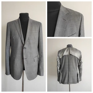 Z Zegna Mens Wool Gray Check Prince of Wales Blazer Jacket Size IT 54 / US 44 - Picture 1 of 10