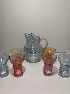 Dunbar Glass Co. Aramis Cocktail Pitcher, And 6 Tumbler Set. Circa 1930’s - Picture 1 of 9