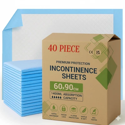 BRADFORDELECTRICAL 40 x Incontinence Bed Sheet Extra Large Leak-Proof Bed Pads Mattress Protector