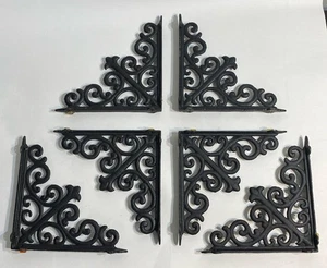 Vintage Cast Iron Wall Shelf Brackets Lot 6 Decorative Swirl Design Heavy Duty - Picture 1 of 3
