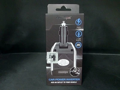 PowerXcel 150 vatios inversor de energía para automóvil 2 puertos USB, carga rápida, agregar toma de corriente Foto 1 de 4